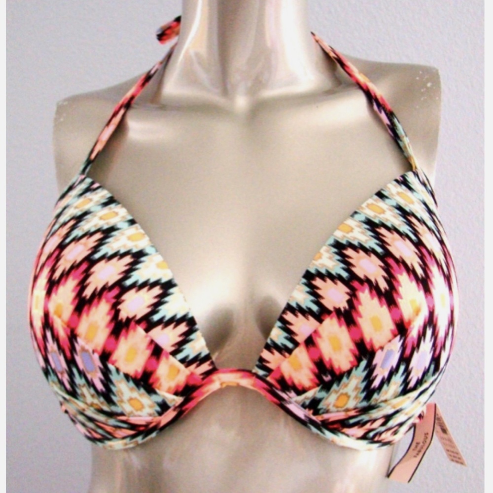Nwt Victorias Secret Warm Ikat Foil Push Up Padded The Fabulous Bikini Top 32B